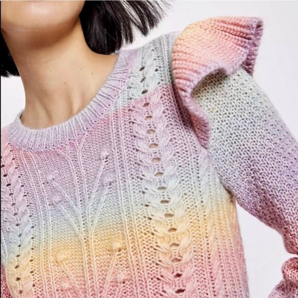 LOFT Rainbow Soft Sweater Ruffle - Picture 2 of 7